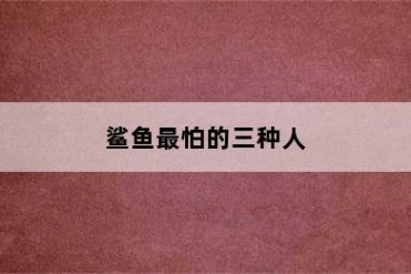 鲨鱼最怕的三种人