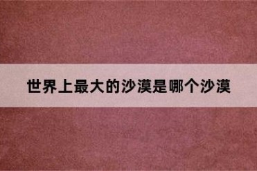 世界上最大的沙漠是哪个沙漠