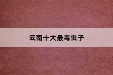 云南十大最毒虫子