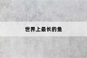 世界上最长的鱼