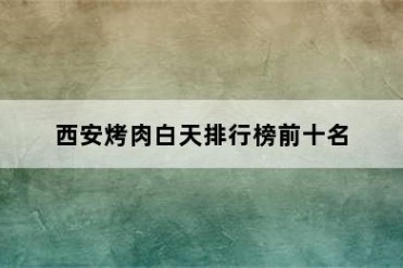 西安烤肉白天排行榜前十名