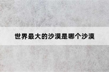 世界最大的沙漠是哪个沙漠