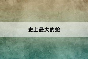 史上最大的蛇
