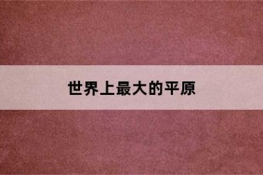 世界上最大的平原