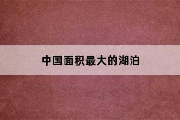 中国面积最大的湖泊