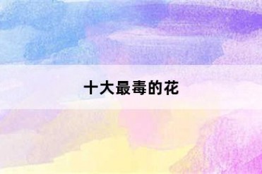 十大最毒的花