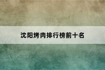 沈阳烤肉排行榜前十名